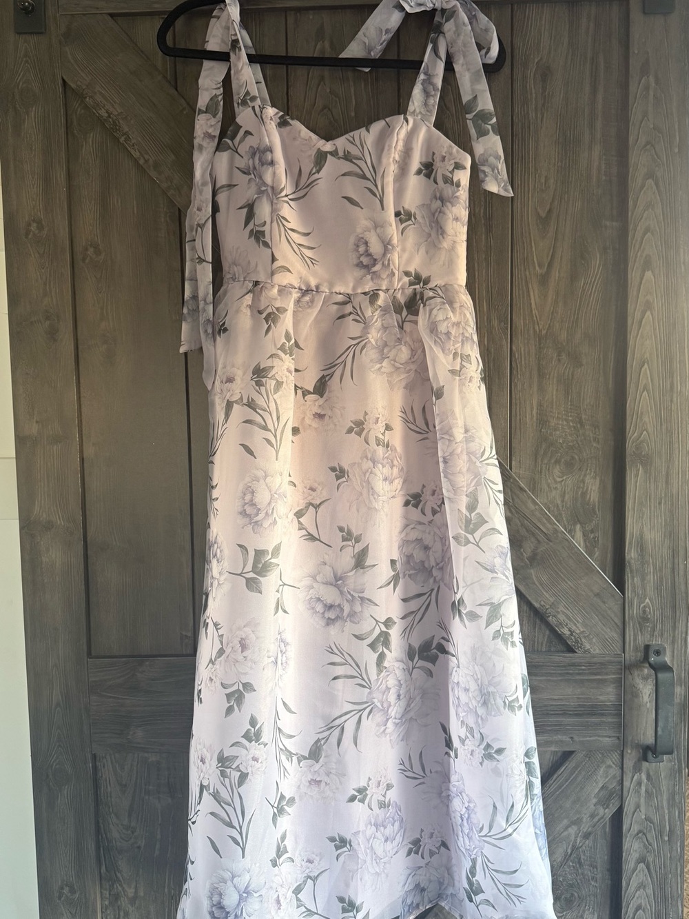 Lulu's Lavender Floral Tie-Shoulder Wedding Dress